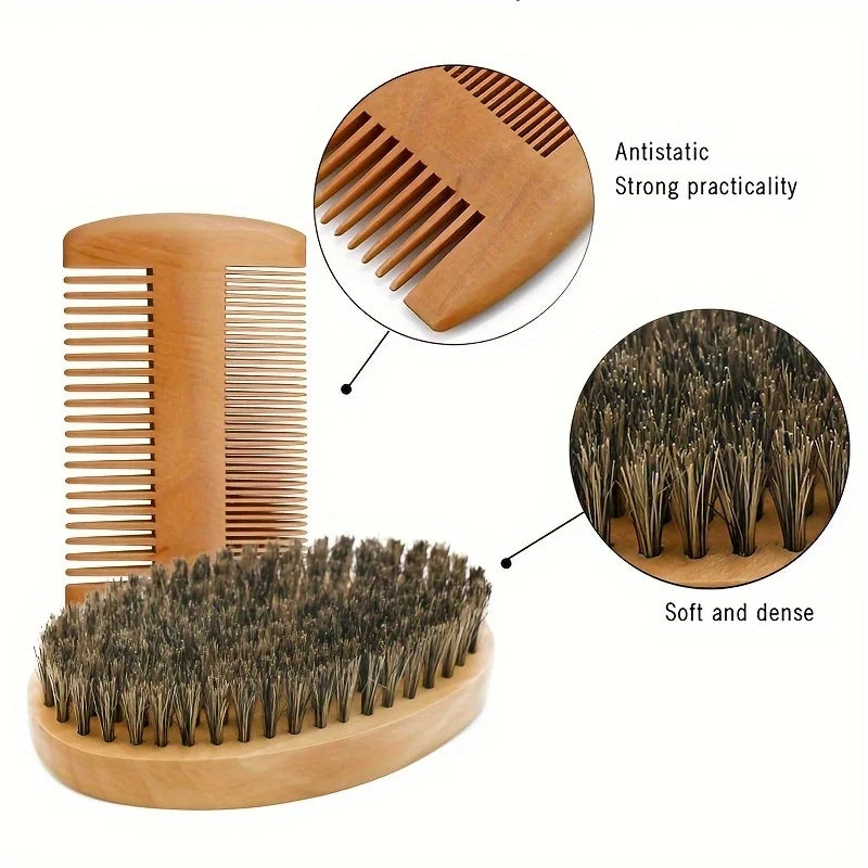 Beard Growth Kit for Men Beard Hair Enhancerbeard Essential Oil Moisturizing Wax Growth Roller Comb Styling Scissors Beard Care