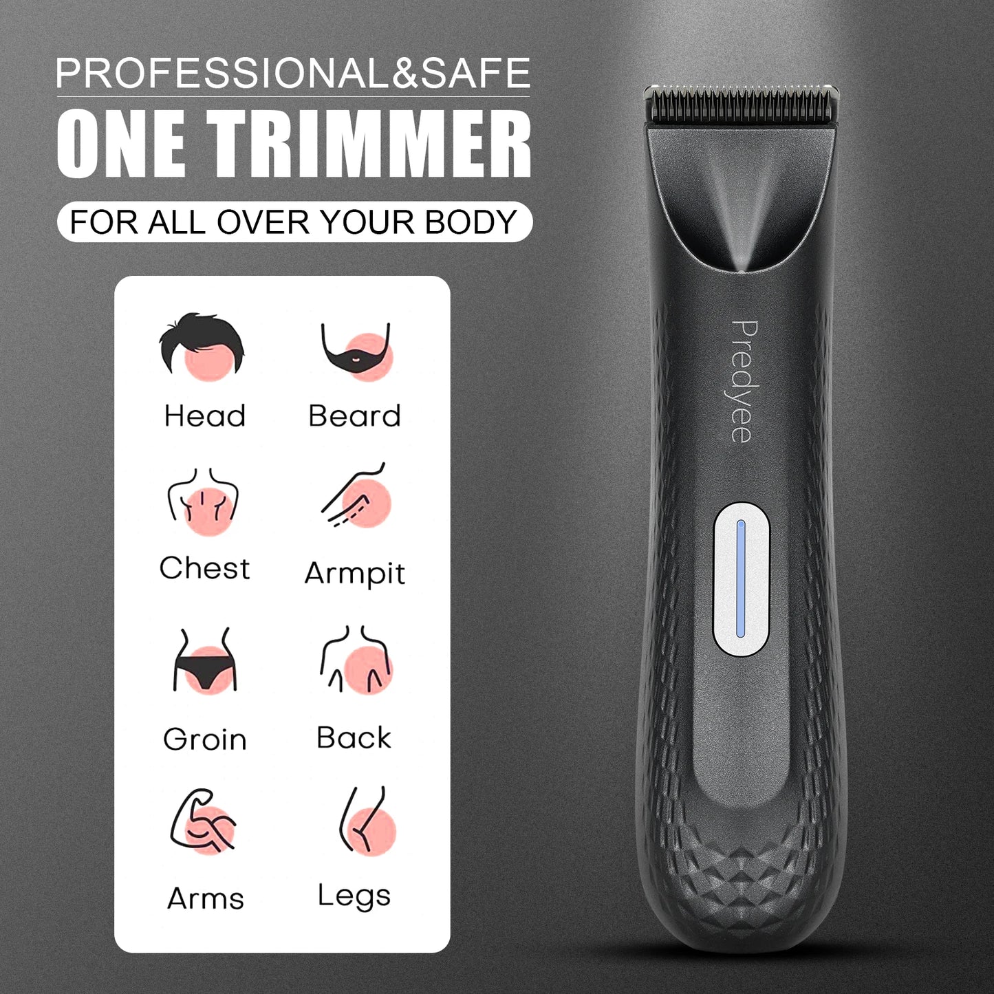 Men’s Electric Body Groomer – Waterproof Trimmer with Replaceable Ceramic Blade