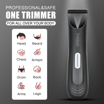 Men’s Electric Body Groomer – Waterproof Trimmer with Replaceable Ceramic Blade