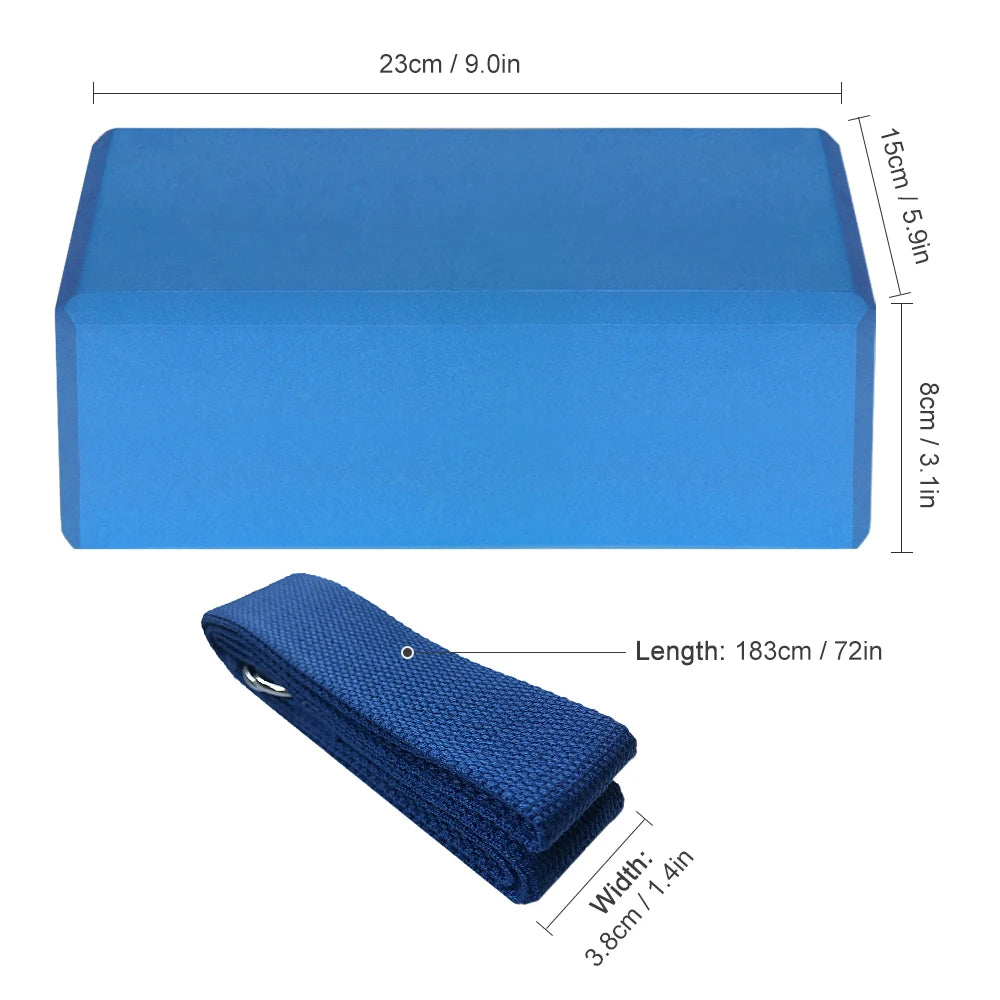 Yoga Block & Strap Set – Supportive EVA Foam for Balance, Flexibility & Alignment