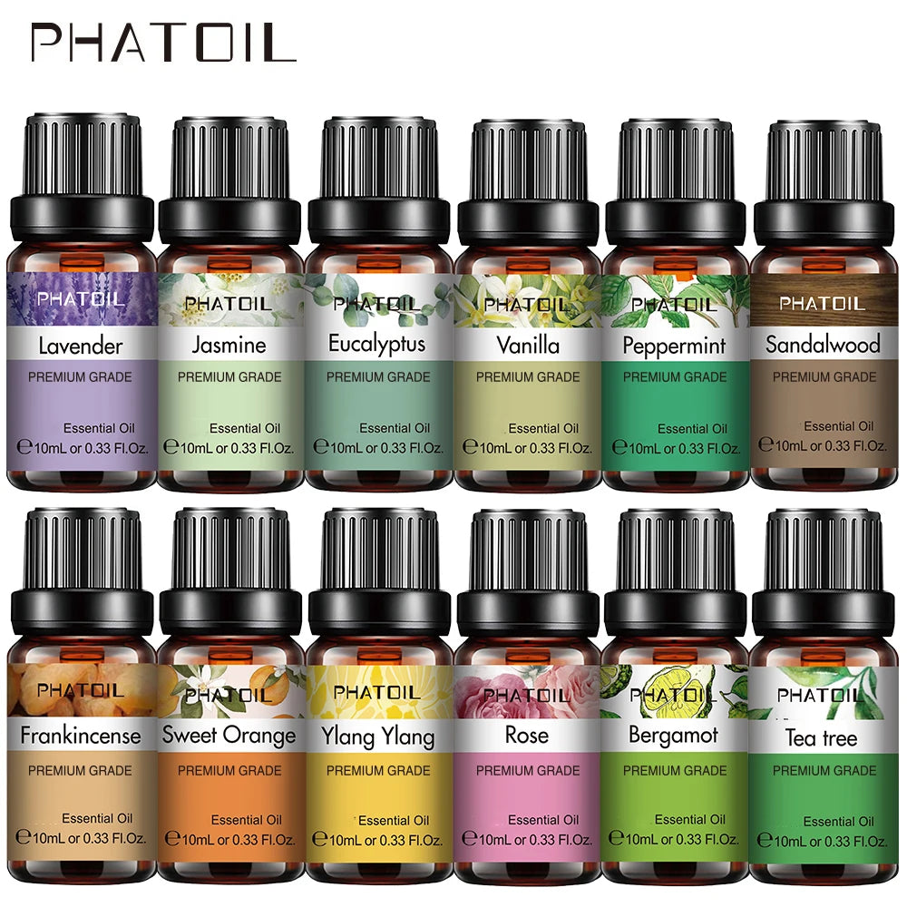 10ml Pure Essential Oils – Lavender, Jasmine & Vanilla for Aromatherapy, Skincare & DIY Use