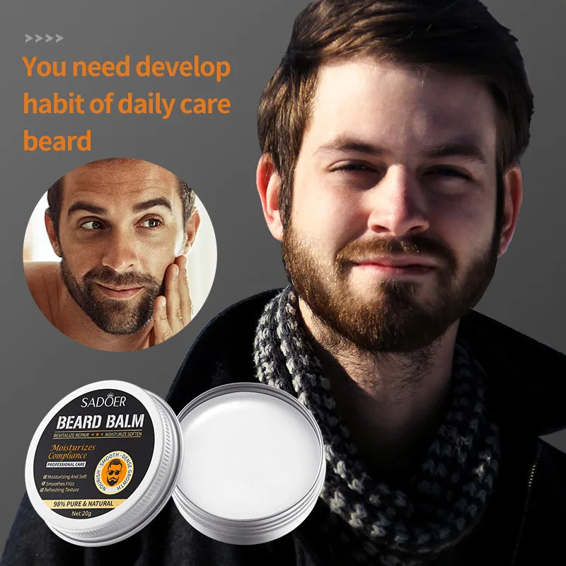 Beard Growth Kit for Men Beard Hair Enhancerbeard Essential Oil Moisturizing Wax Growth Roller Comb Styling Scissors Beard Care