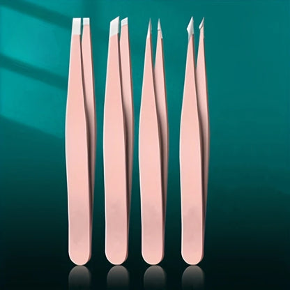 4-Piece Professional Tweezers Set – Precision Tools for Effortless Hair & Splinter Removal