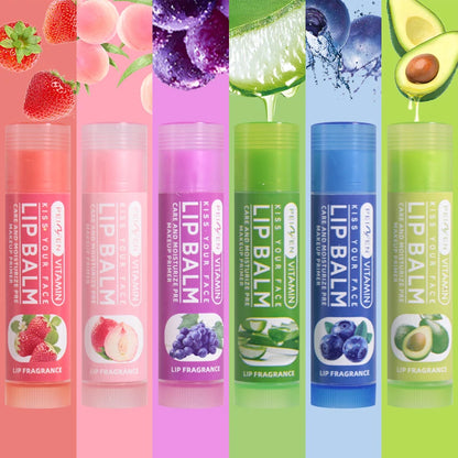 Multi-Fruit Lip Balm Set – 6-Piece Daily Hydration & Lip Care