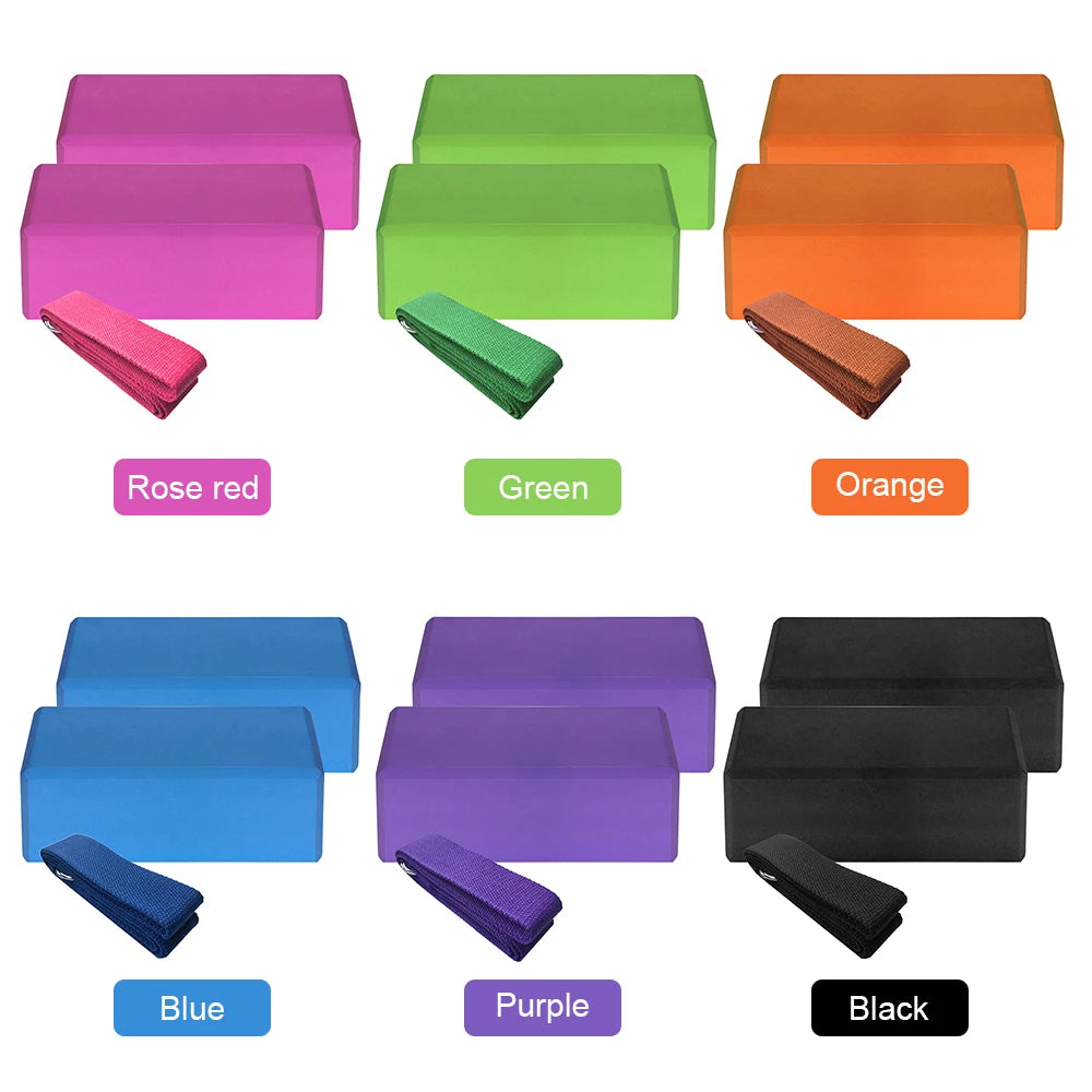 Yoga Block & Strap Set – Supportive EVA Foam for Balance, Flexibility & Alignment