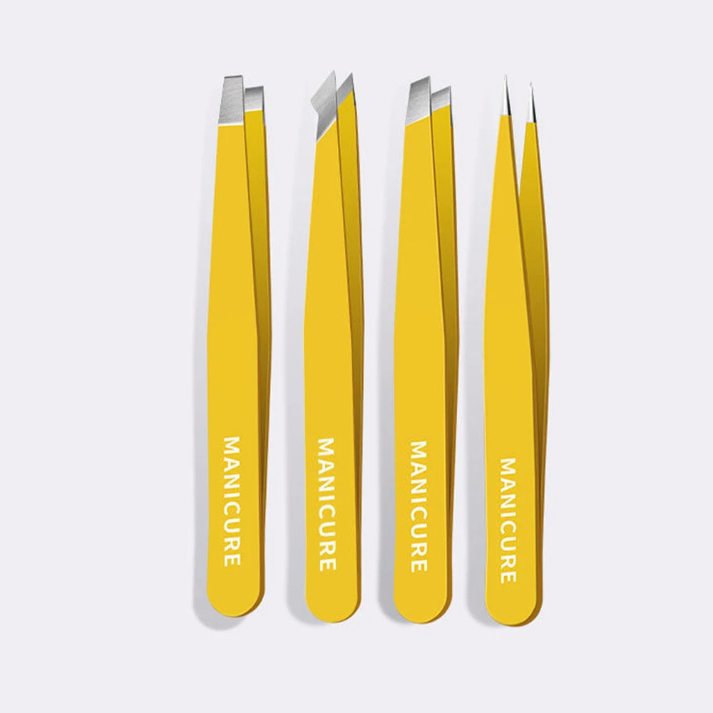 4-Piece Professional Tweezers Set – Precision Tools for Effortless Hair & Splinter Removal