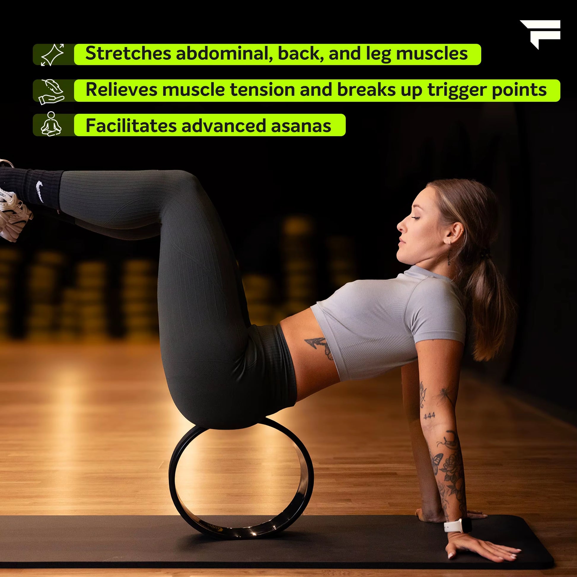 Yoga Wheel Premium Yoga Roller Back Stretcher Home Fitness Equipment for Deep Tissue Massage, Improving Yoga Poses Backbend